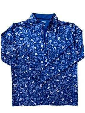 Pins & Aces Golf Men’s Quarter Zip Pullover Jacket Blue Floral size Small